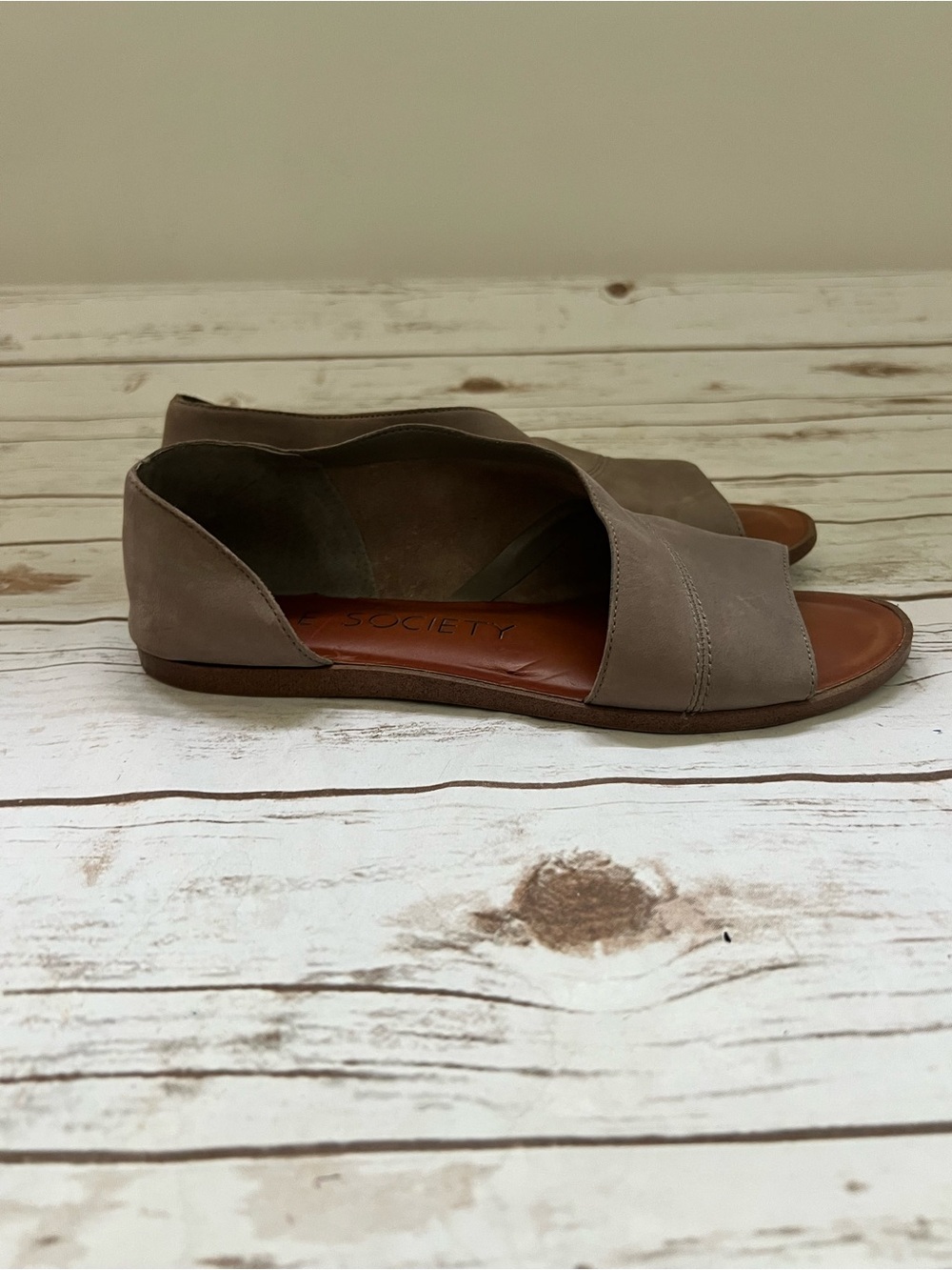 Sole Society Women’s Taupe Open-Toe Flat Sandals 9.5